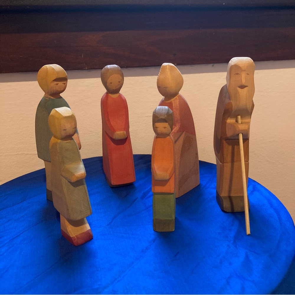 Ostheimer vintage wooden 6pc family set grandparents, mom, dad, sister, brother
